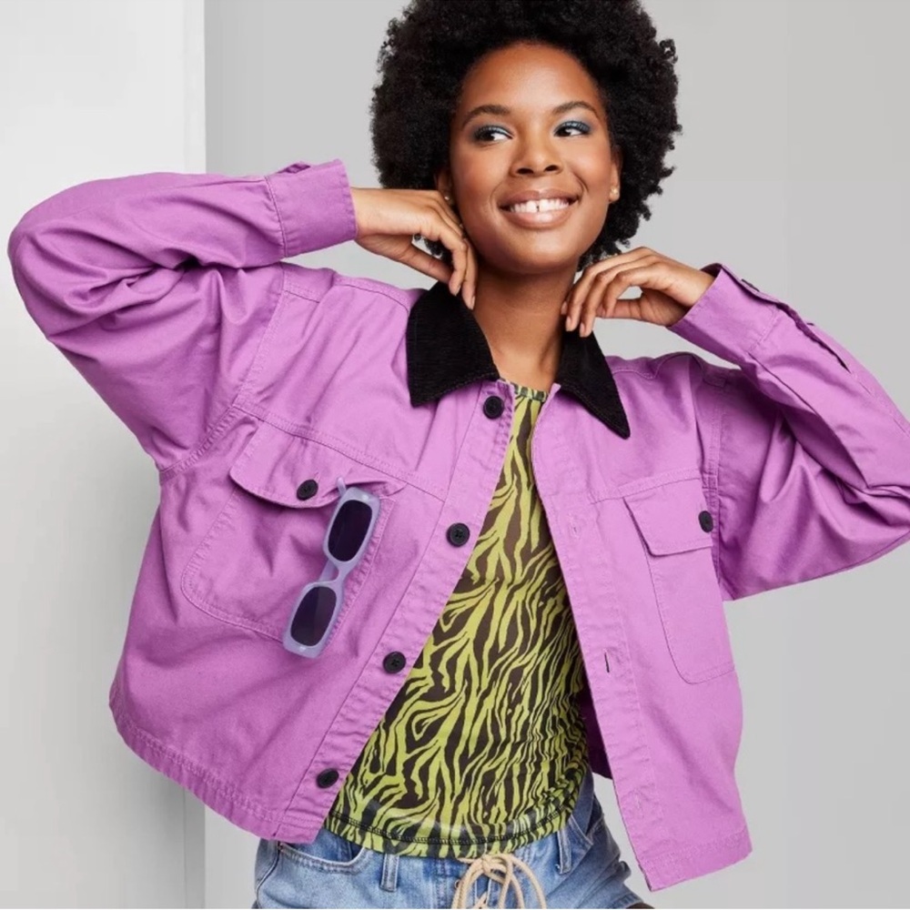 wild fable Lavender Utility Jacket with Black Collar